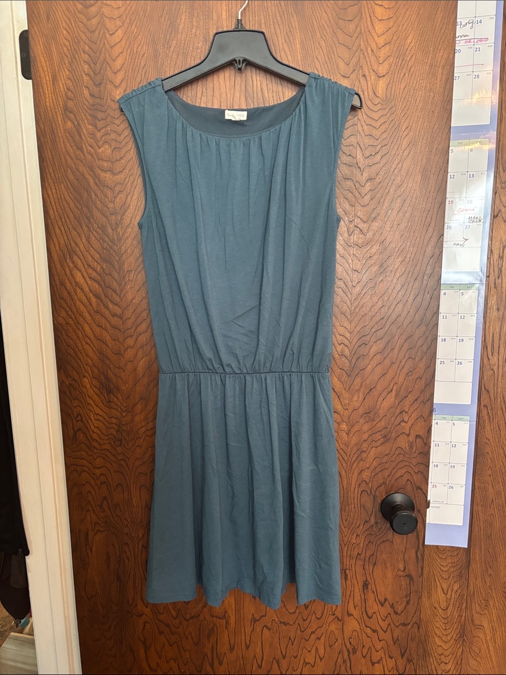 Garnet Hill Sleeveless Gathered-Waist Mini Dress - Teal Blue